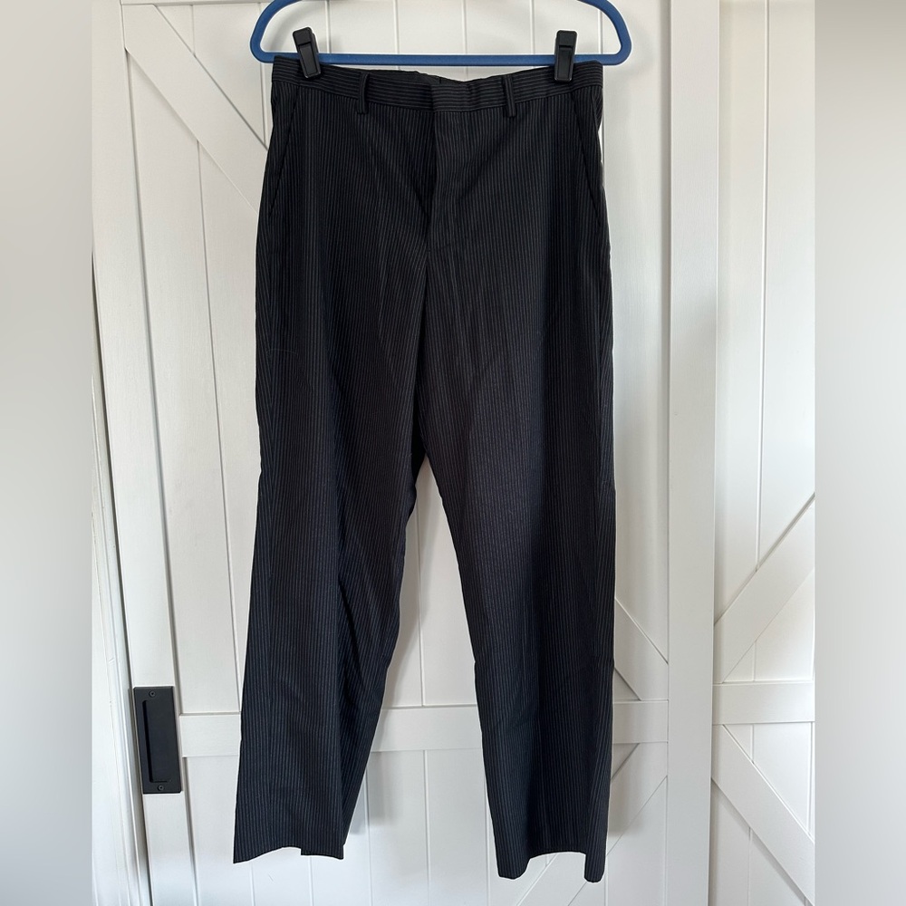 Calvin Klein Boys Dress Pants Size 16 Husky Black Pinstripe Formal Slacks